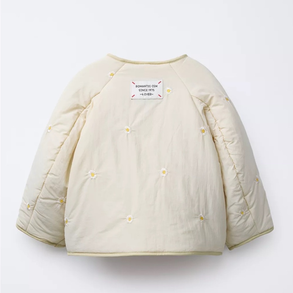 Zara Kids Beige Floral Puffer Jacket - Picture 2 of 8